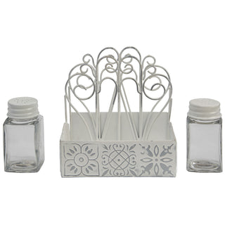 Distressed Tile Napkin Caddy with Salt and Pepper