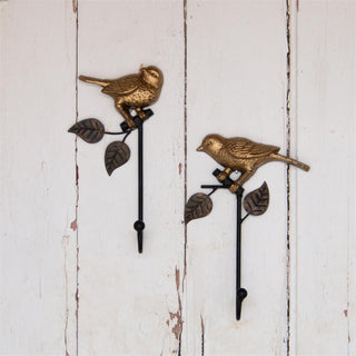 Gold and Black Bird Hooks - Set of 2