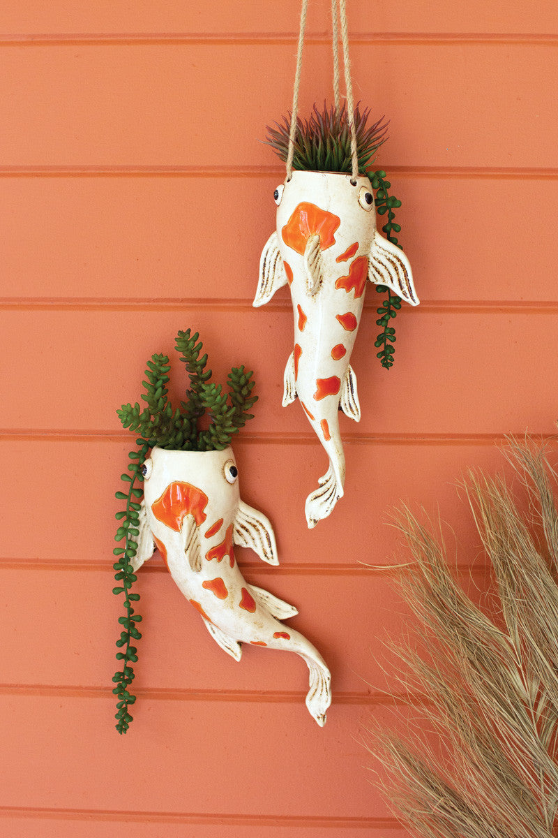 Ceramic Koi Fish Wall Planter