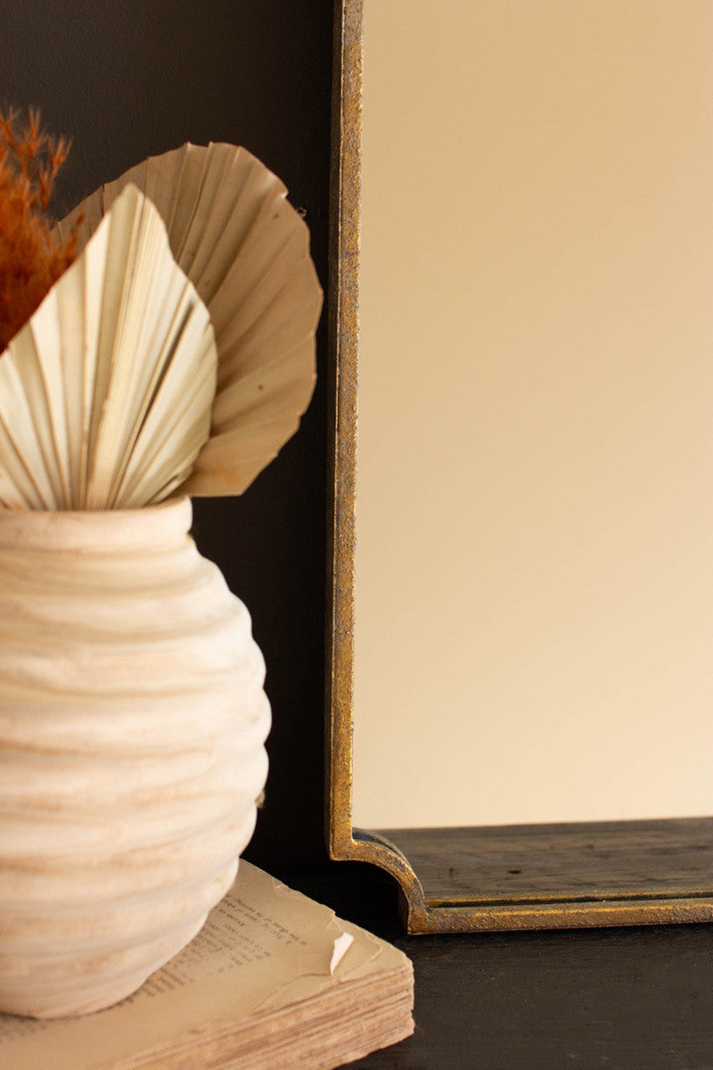 Antiqued Brass Vertical Wall Mirror