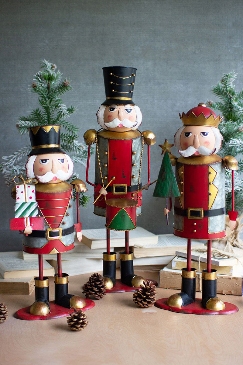 Set of 3 Large Painted Metal Nutcrackers