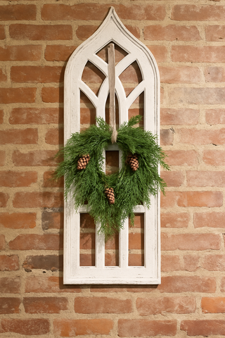 12 Pane Wooden Window Frame – Rustic White Wall Decor