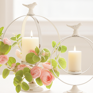 Bird Finial Pedestal Candle Holder Set of 2