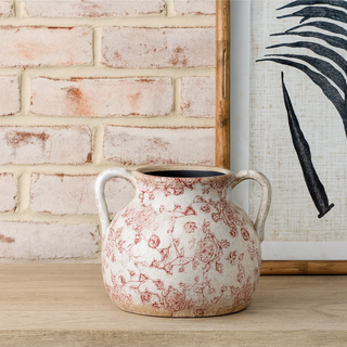 6.5" Red Heritage 2 Handle Vase