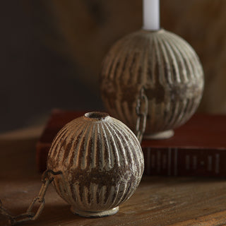 Rustic Sphere Candle Holder Set