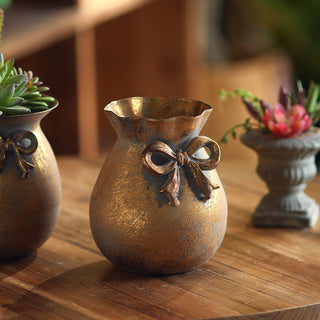 The Ribboned Gold Vase (Set of 2)