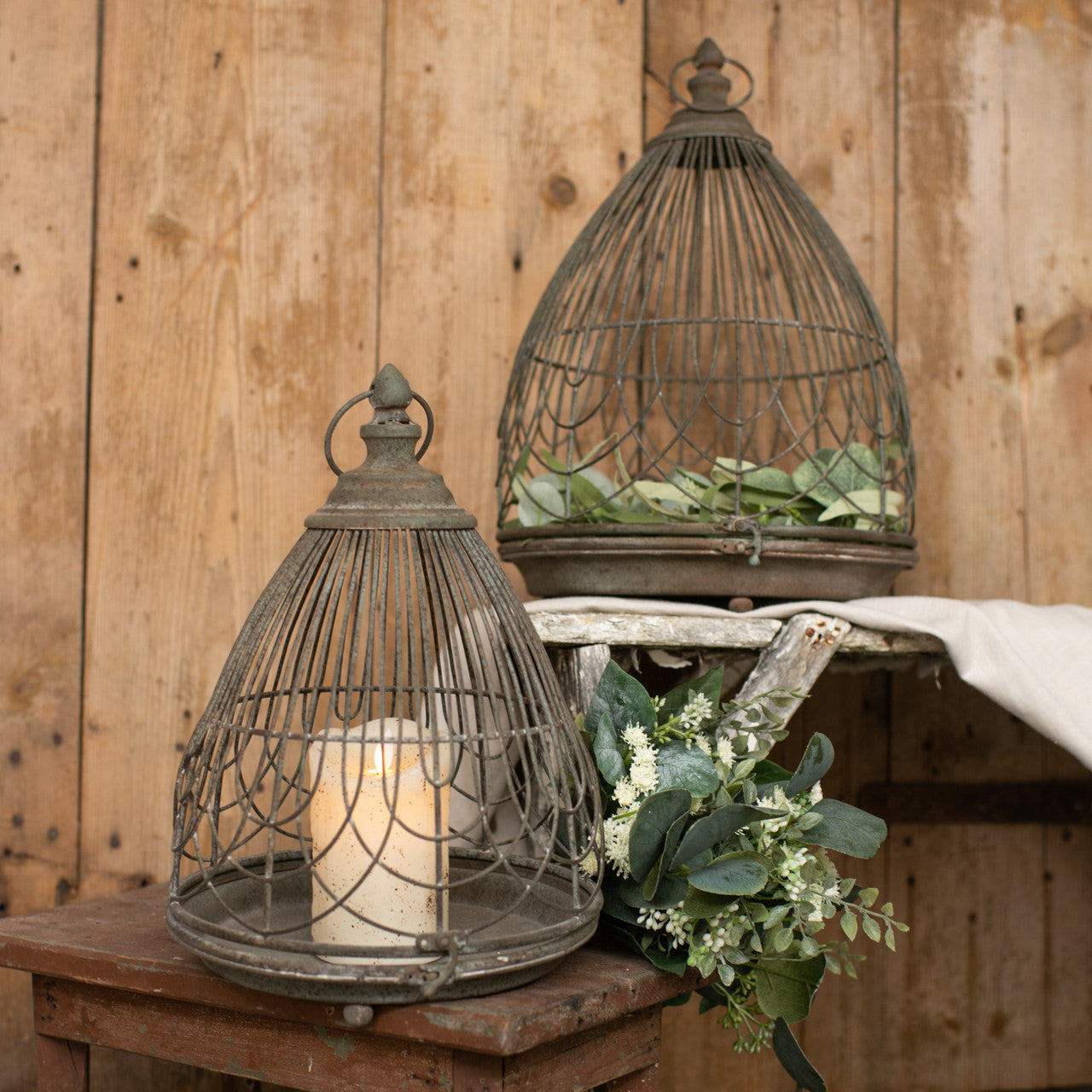 Set of 2 Distressed Decorative Cloches