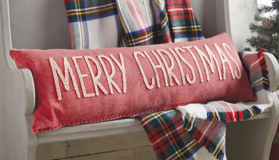 Merry Christmas Washed Canvas Pillow