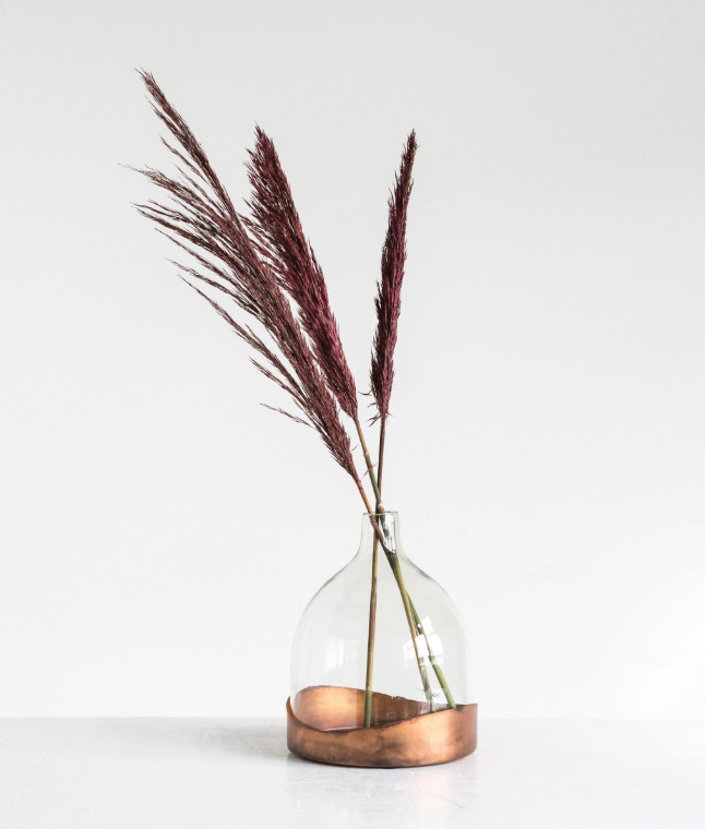 Glass Cloche with Antique'd Copper Metal Tray