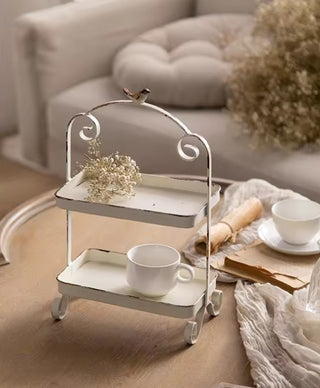 White Songbird Two-Tier Tray