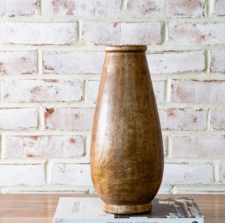 Mango Wood Elliptical Vase