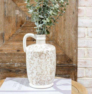 Beige Heirloom Handled Vase - 10.25"
