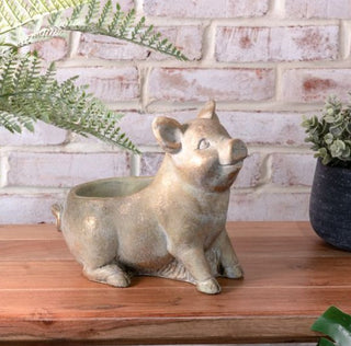 Golden Happy Pig Planter