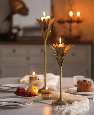 Golden Lotus Taper Candle Holder - Small