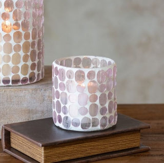 Light Pink Mosaic Glass Jar - Small