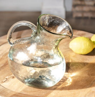 Clear Glass Titled Pitcher - 8 "