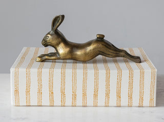 Cast Aluminum Rabbit, Antique Brass Finish