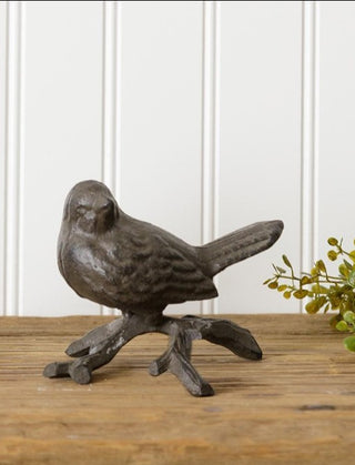 Cast Iron Bird on Branch - Brown