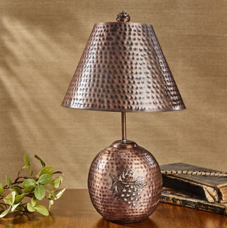 Hammered Copper Lamp With Shade