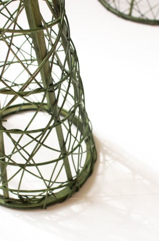 Set of 3 Green Willow Christmas Topiaries with Natural Star