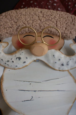 Painted Metal and Boucle Santa Head Wall Decor