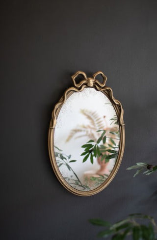 Framed Antiqued Glass Mirror with Bow