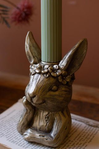 Painted Resin Rabbit Taper Candle Holder