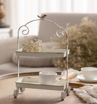 White Songbird Two-Tier Tray