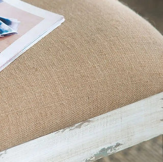 Burlap Upholstered Vanity Bench