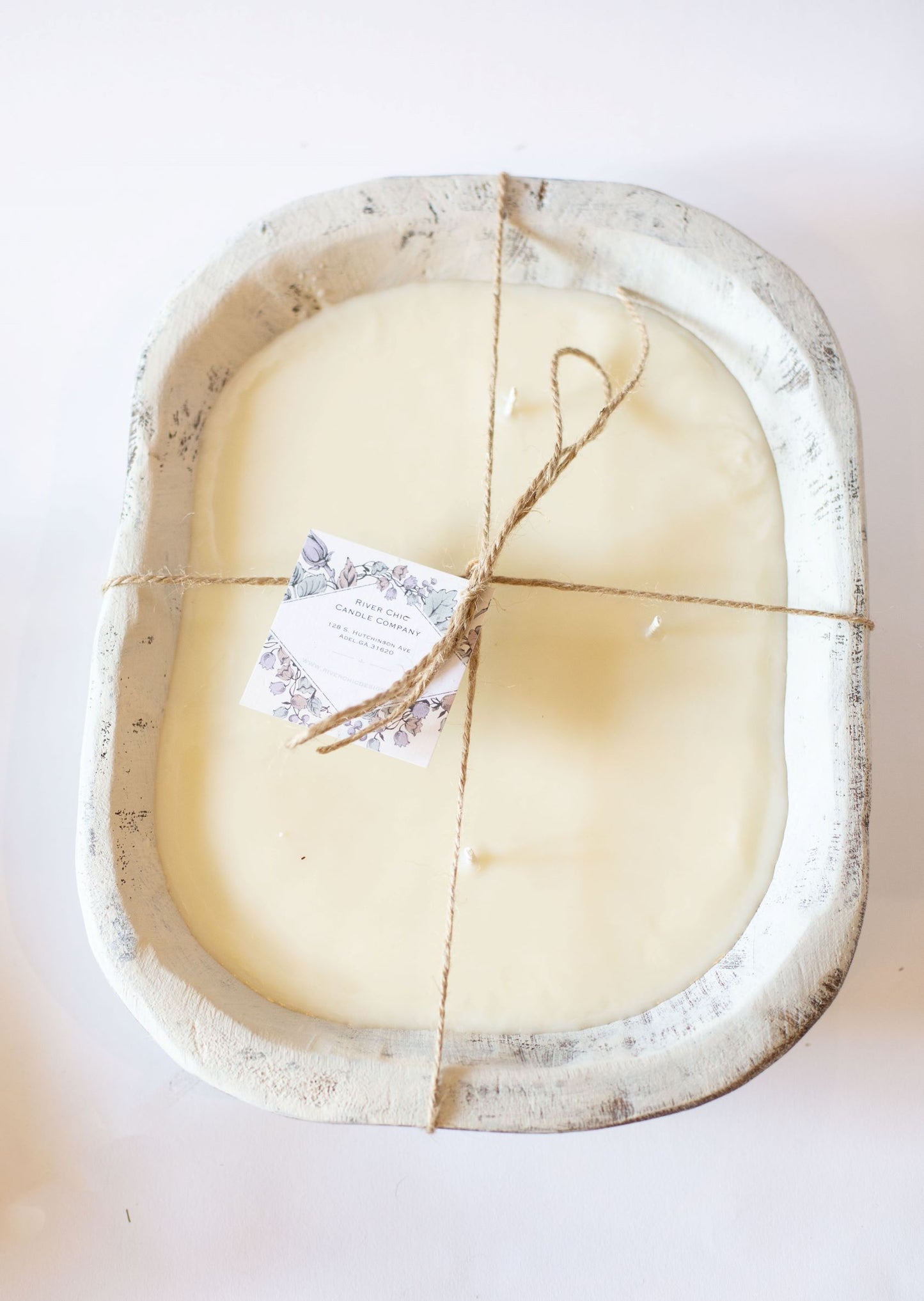 River Chic Candles - 6 Wick (Square) Dough Bowl Candle - White - River Chic Designs