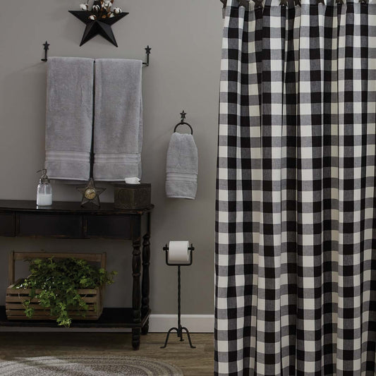 Wicklow Check Shower Curtain - Black & Cream