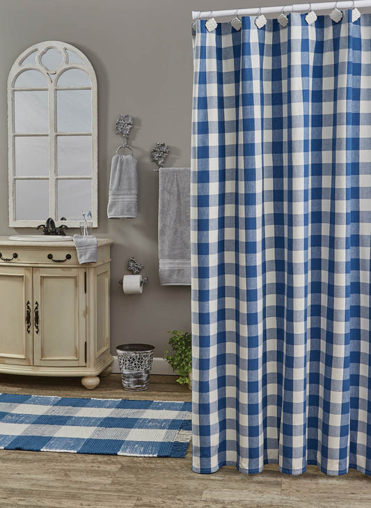 Wicklow Check Shower Curtain - China Blue