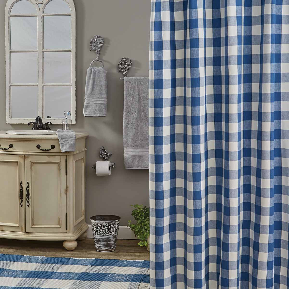 Wicklow Check Shower Curtain - China Blue