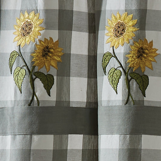 Wicklow Check Sunflower Embroidered Shower Curtain