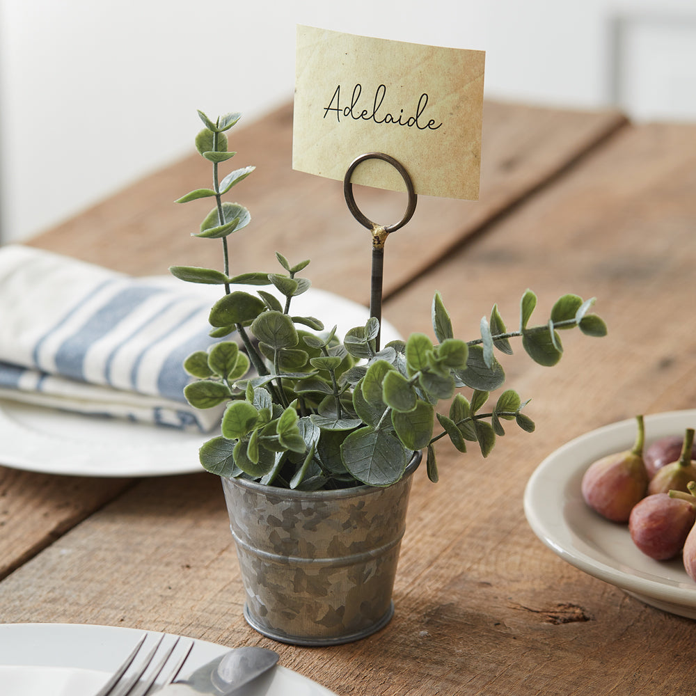 succulent place card holders Metal Pail Place Card Holder