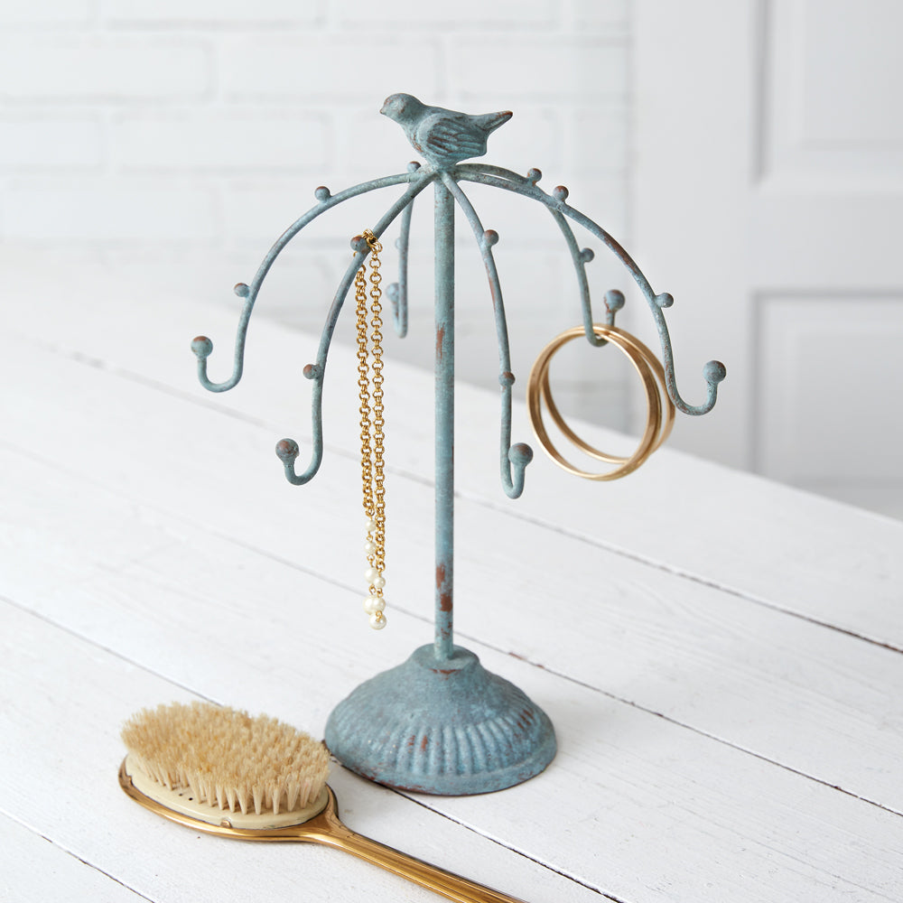 Verdigris Jewelry Display with Metal Songbird – River Chic Designs