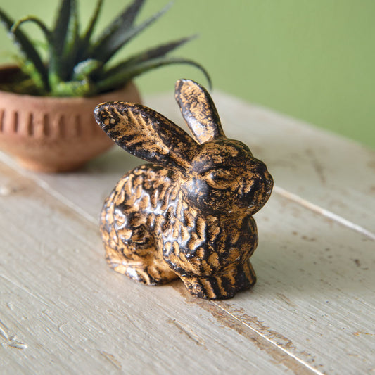 Set of Two Rustic Bunny Figurines