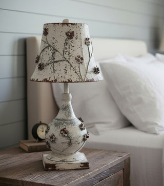 Floral Table Lamp with Metal Shade