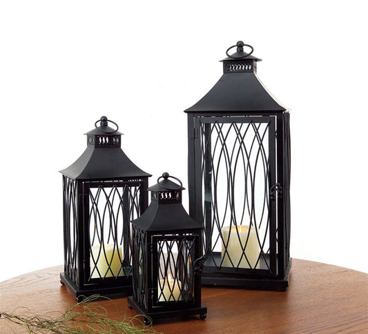 Lanterns (Set of 3) 11.5"H, 16"H, 24"H - Black