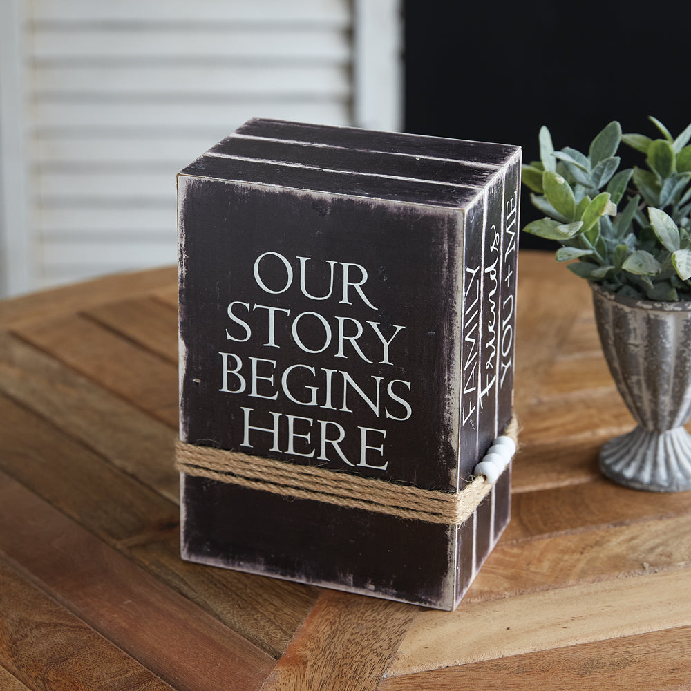 Our Story Decorative Book Stack – River Chic Designs