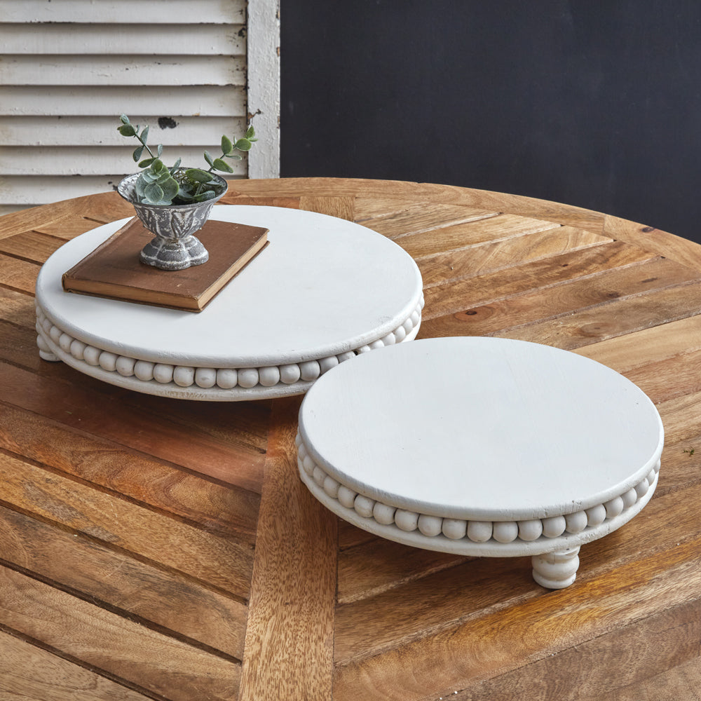 Set of Two Round Beaded Edge Risers