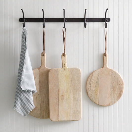 Large Round Cutting Board with Leather Strap