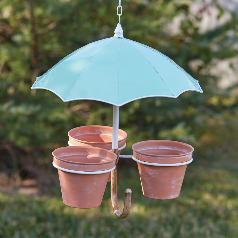 umbrella hanging planter Ctw Home 770566 Hanging Umbrella Three Pot Planter