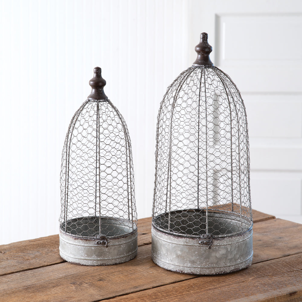 Set of Two Chicken Wire Cloches