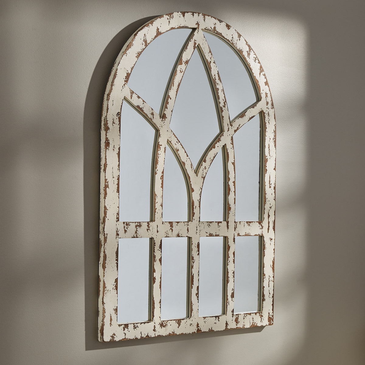 Cathedral Distressed Wood Mirror