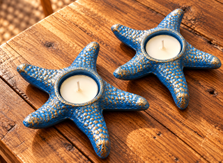 Starfish Tealight Candle Holder - Blue -(Set of 2)