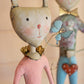 Set of 2 Painted Metal Long-Legged Boy and Girl Rabbits