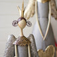 Set of 2 Gold and Grey Christmas Angels Holding a Heart and Star