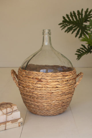 Water Hyacinth Wrapped Glass Wine Damigiana