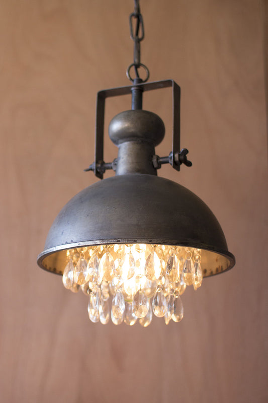 Metal Pendant Lamp with Hanging Gems